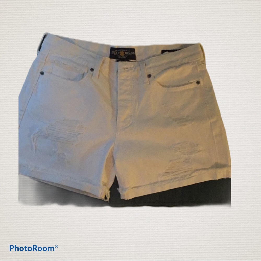 Lucky white distressed denim shorts